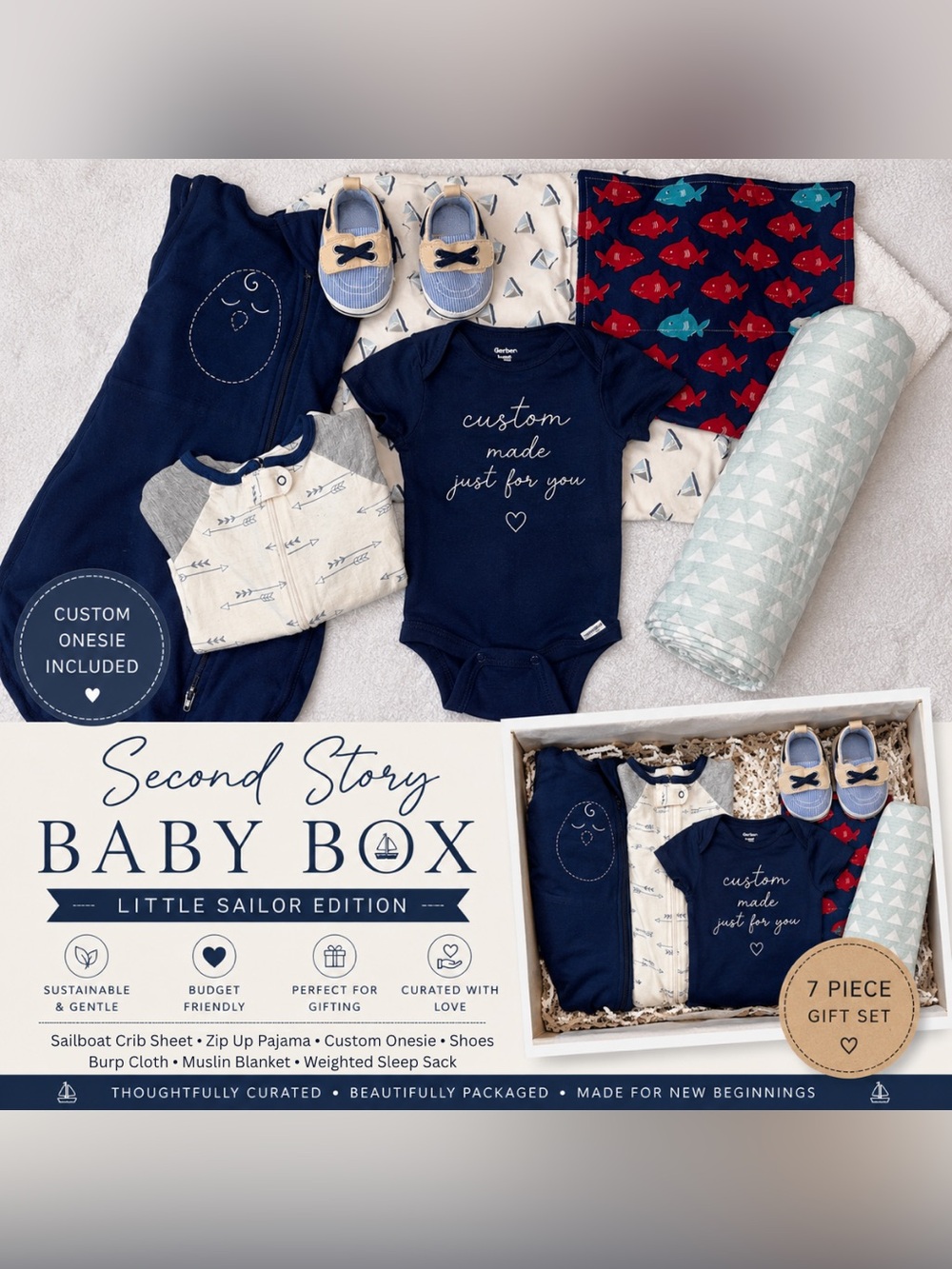 Second Story Baby Box | Little Sailor Edition | Personalized Gift Set